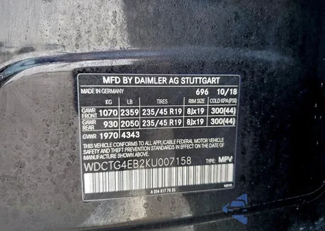 2019 Mercedes-Benz B Gla 250 z USA, uszkodzony, nr VIN WDCTG4EB2KU007158